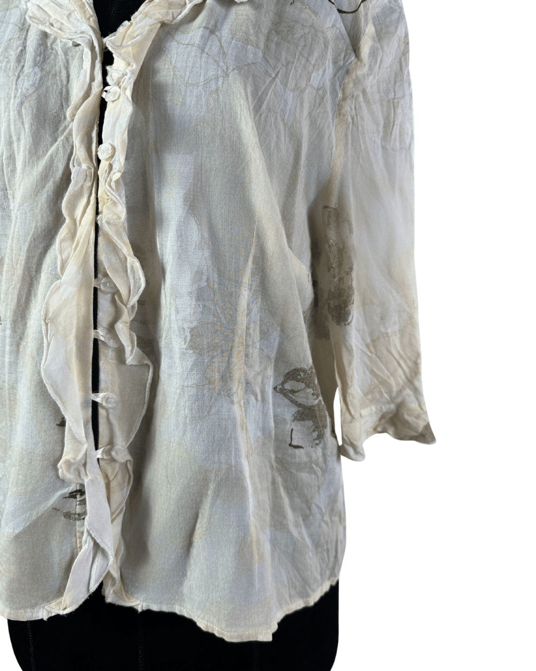 Senso Crinkled Ruffle Front Floral Blouse - Funkify