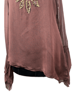 Sequin Embroidered Asymmetrical Blouse with Bell Sleeves - Funkify