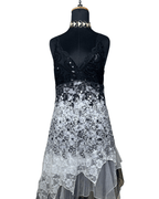 Sequined Lace Maxi Dress with Asymmetrical Hem - Funkify