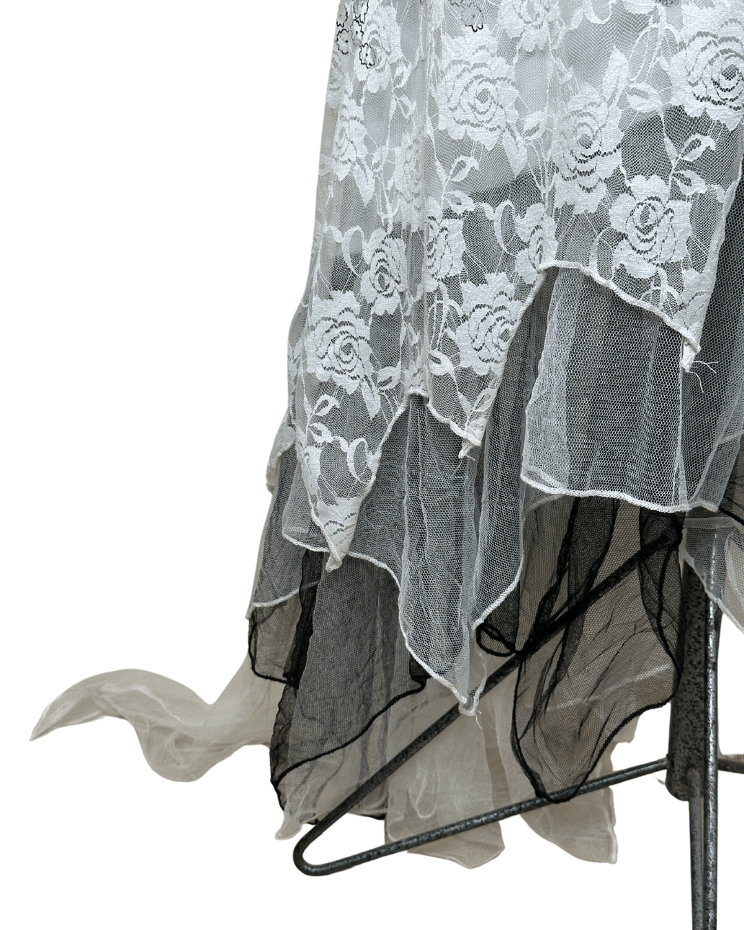Sequined Lace Maxi Dress with Asymmetrical Hem - Funkify