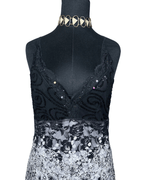 Sequined Lace Maxi Dress with Asymmetrical Hem - Funkify