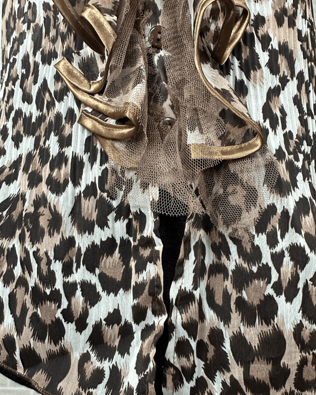 Sheer Ruffled Animal Print Blouse - Funkify