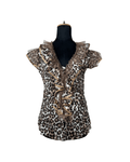 Sheer Ruffled Animal Print Blouse - Funkify