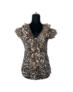Sheer Ruffled Animal Print Blouse - Funkify
