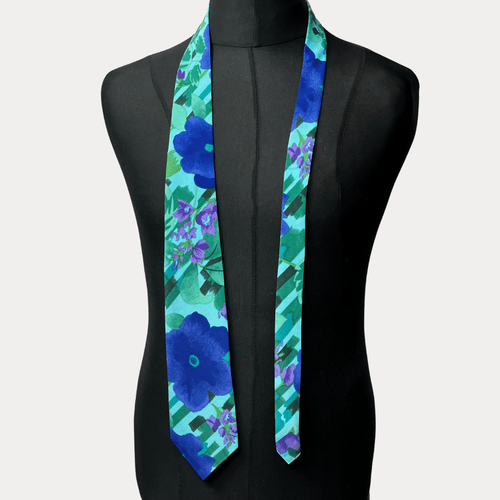 Silvercity Blue Floral Necktie 9 cm - Funkify