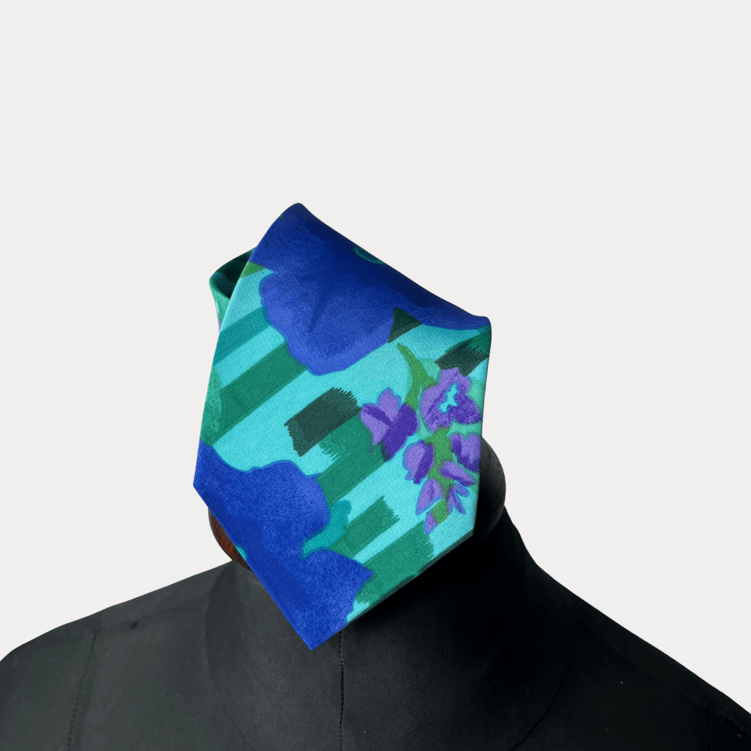 Silvercity Blue Floral Necktie 9 cm - Funkify