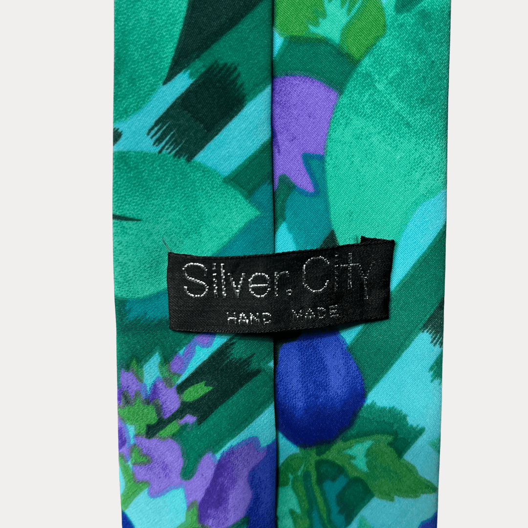 Silvercity Blue Floral Necktie 9 cm - Funkify