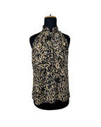 Sleeveless Leopard Print Ruffle Blouse - Funkify