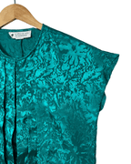 Sophisticates Teal pleated Blouse - Women's Medium - Funkify