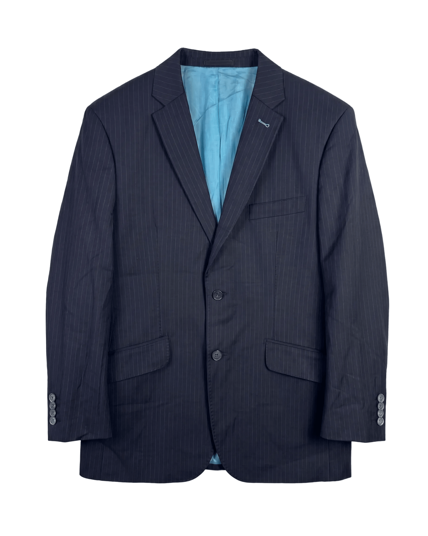 StanBridge Wool Pinstripe Navy Slimfit Blazer - EU 50 - Funkify