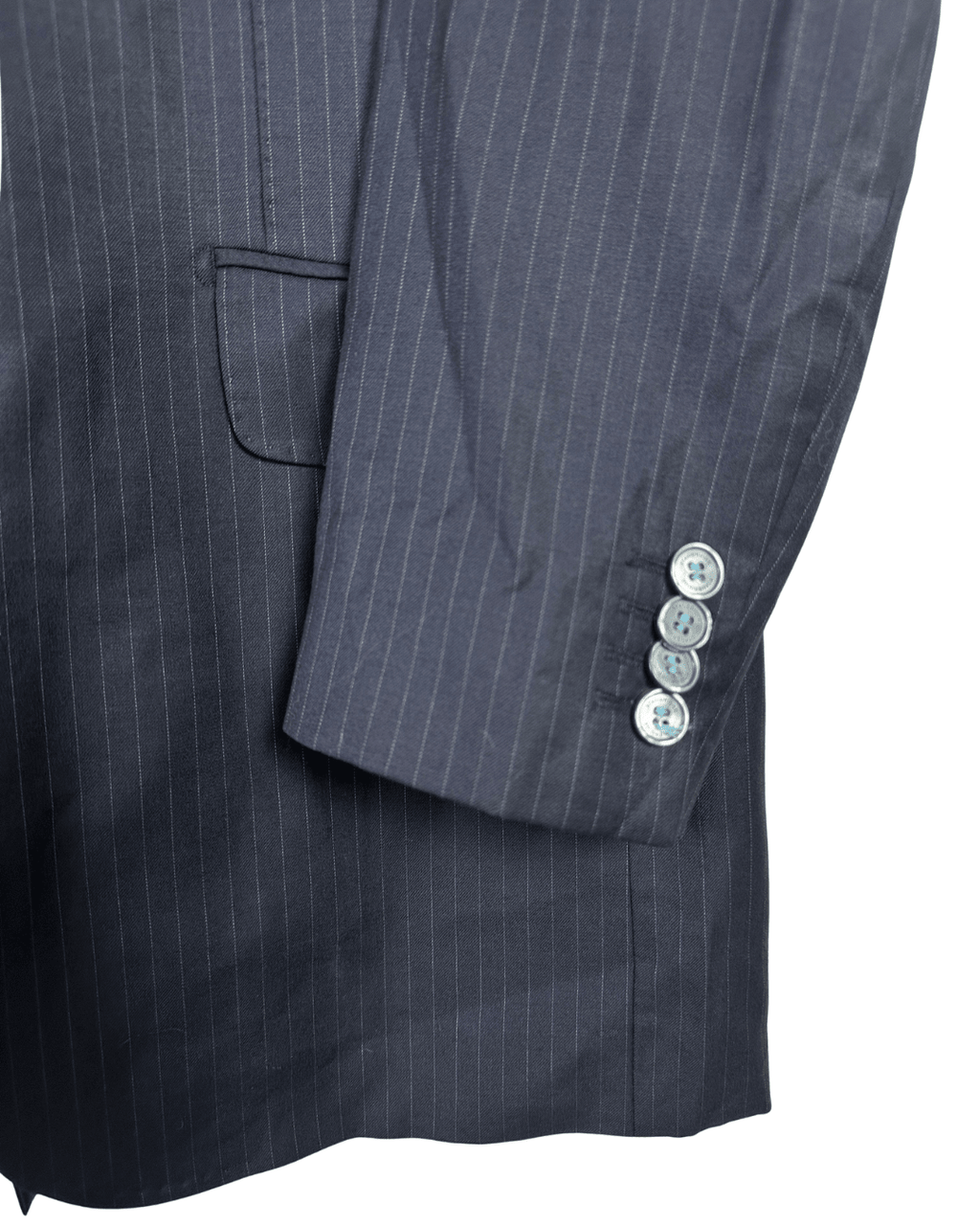 StanBridge wool pinstripe navy slim-fit blazer, EU 50