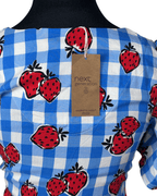 Strawberry Gingham Button - Down Dress Medium - Funkify