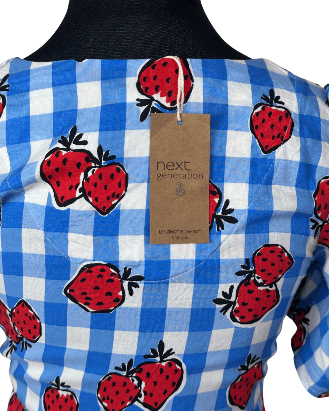 Strawberry Gingham Button - Down Dress Medium - Funkify