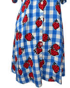 Strawberry Gingham Button - Down Dress Medium - Funkify