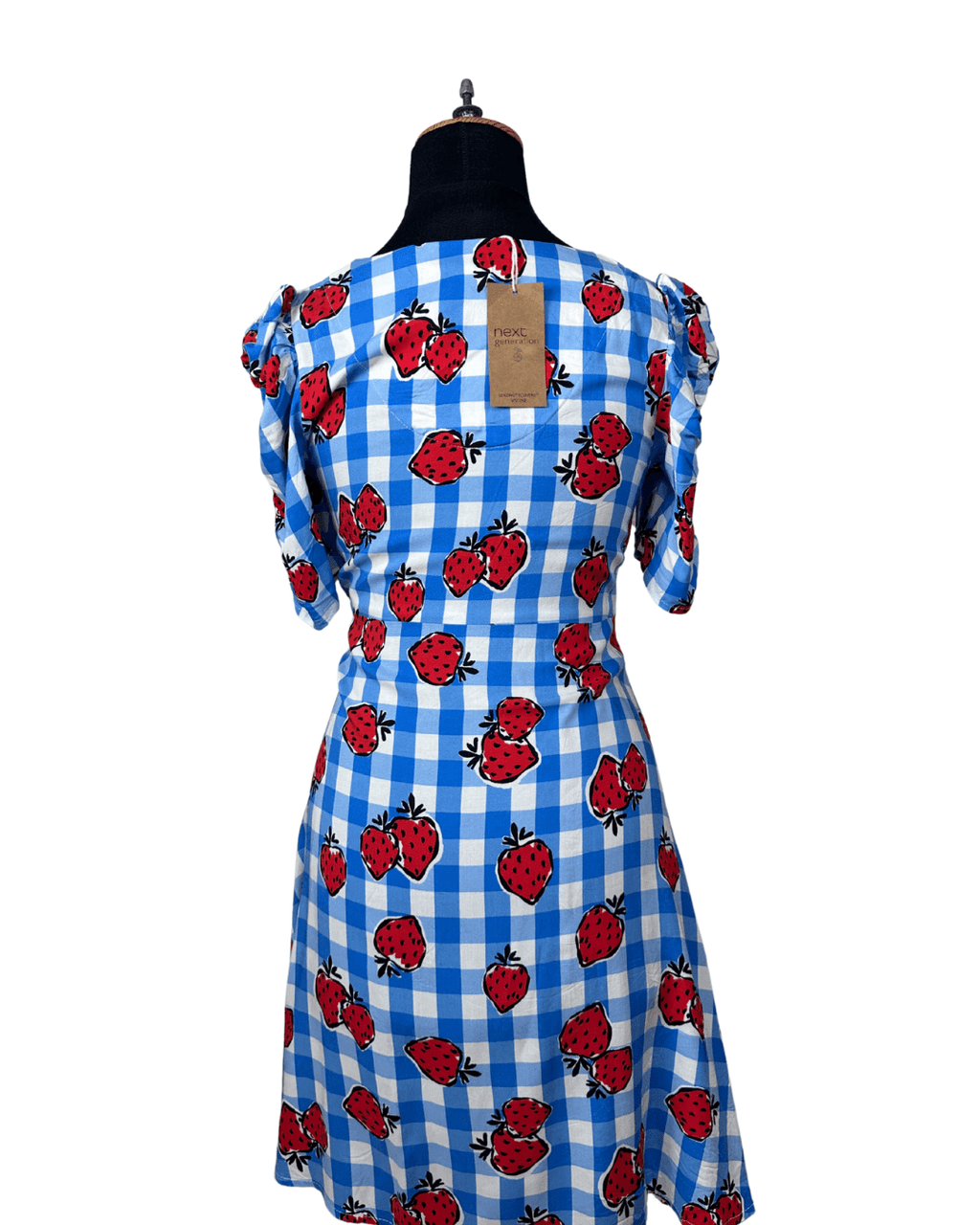 Strawberry Gingham Button - Down Dress Medium - Funkify