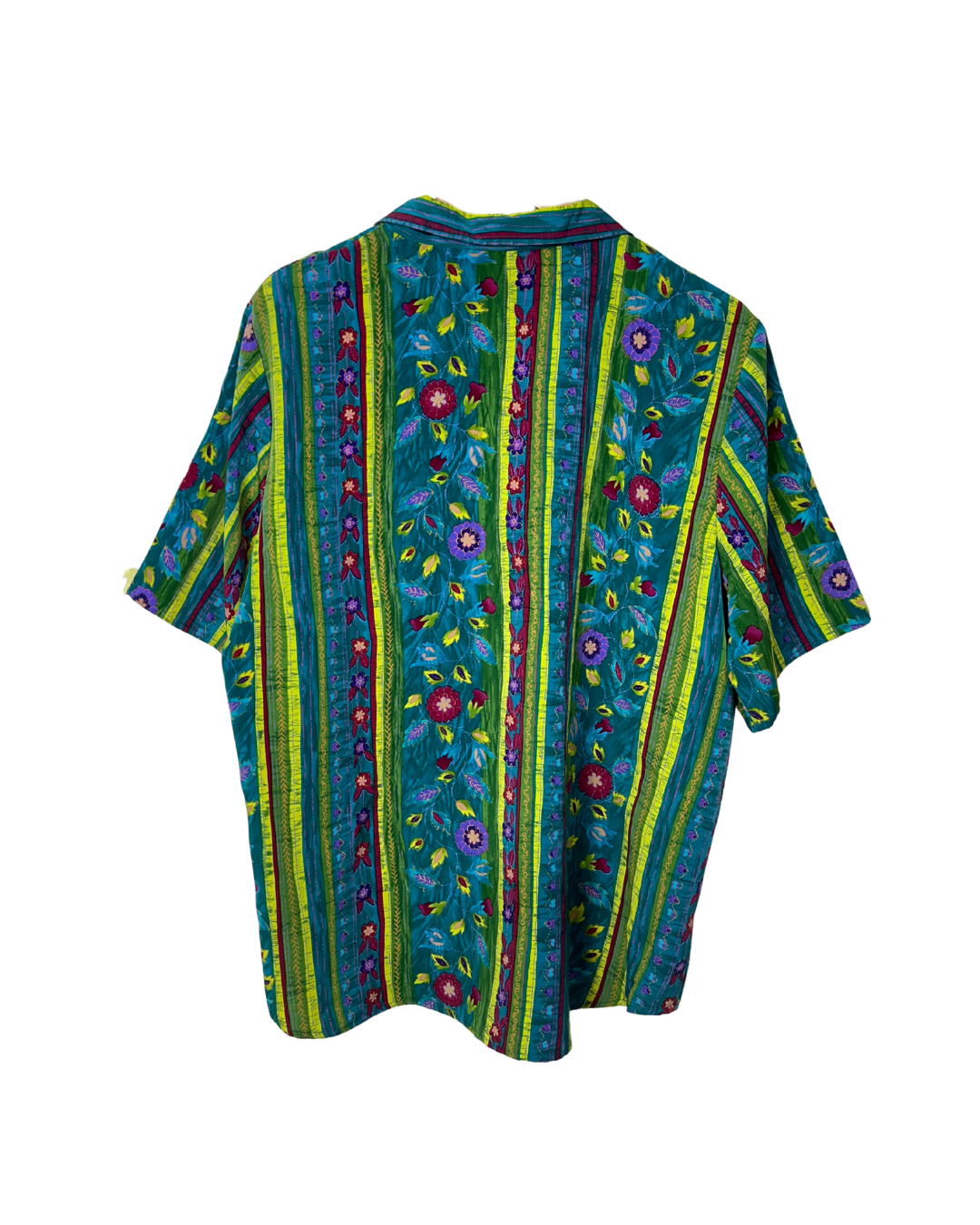 Striped Floral Shirt XL - Funkify