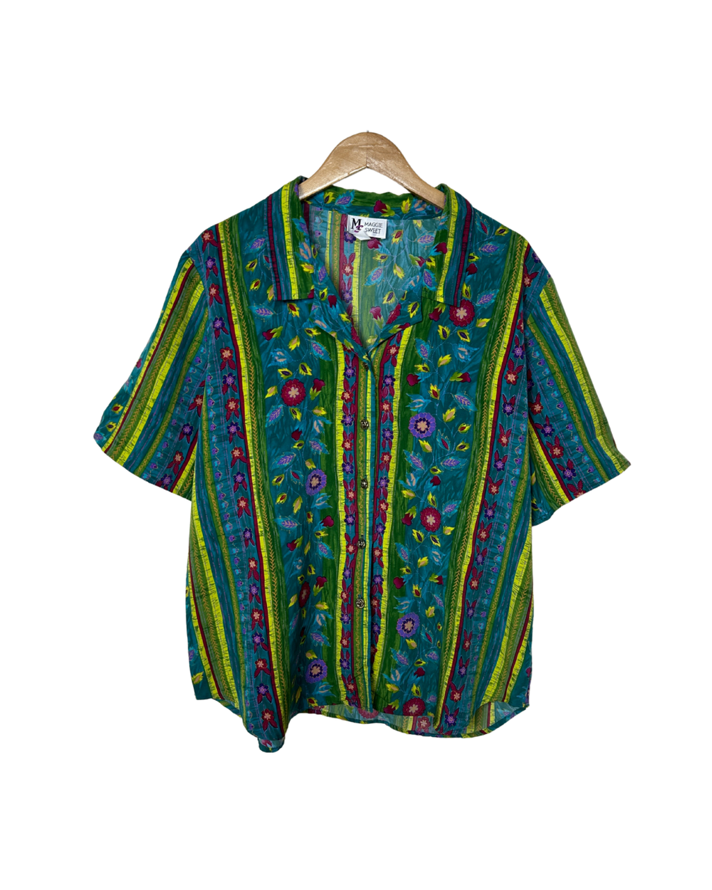 Striped Floral Shirt XL - Funkify