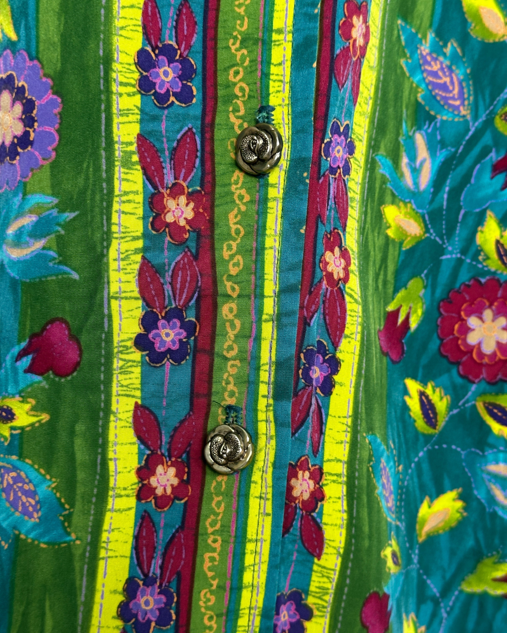 Striped Floral Shirt XL - Funkify