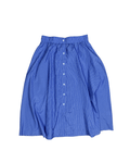 Striped Midi Skirt with Faux Button Front & Elastic Waist - Funkify