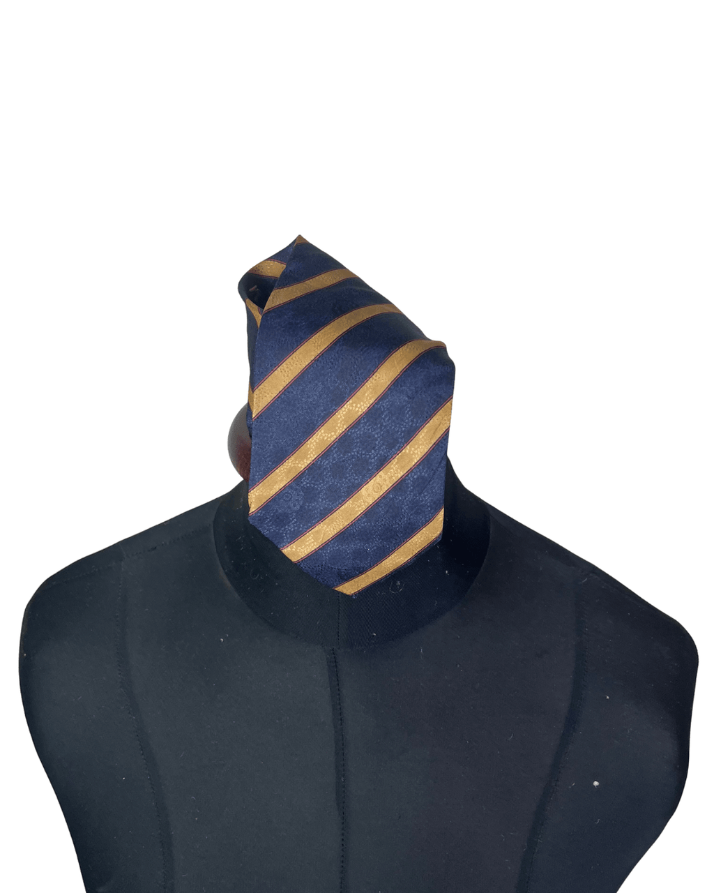 Navy and gold striped necktie
