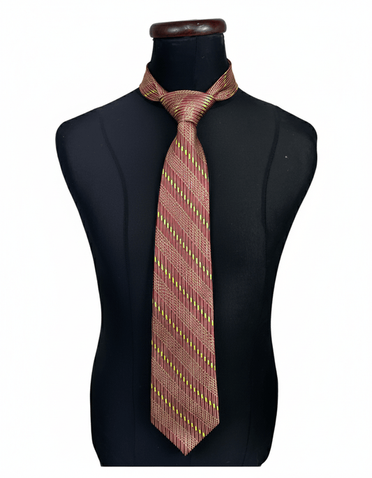 Striped Red patterned necktie - Funkify