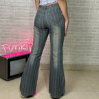 Striped Wide Leg Women's Jeans - Funkify