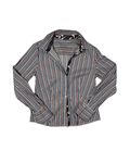 Striped Women's Fitted Shirt with Paisley Trim - Funkify