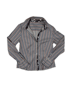 Striped Women's Fitted Shirt with Paisley Trim - Funkify