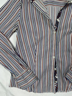 Striped Women's Fitted Shirt with Paisley Trim - Funkify