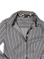 Striped Women's Fitted Shirt with Paisley Trim - Funkify