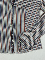 Striped Women's Fitted Shirt with Paisley Trim - Funkify