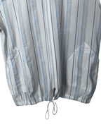 Striped Zip Up Shirt w/ Drawstring - Women's XL - Funkify