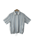 Striped Zip Up Shirt w/ Drawstring - Women's XL - Funkify
