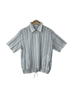 Striped Zip Up Shirt w/ Drawstring - Women's XL - Funkify