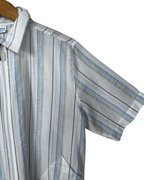 Striped Zip Up Shirt w/ Drawstring - Women's XL - Funkify
