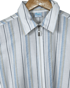 Striped Zip Up Shirt w/ Drawstring - Women's XL - Funkify