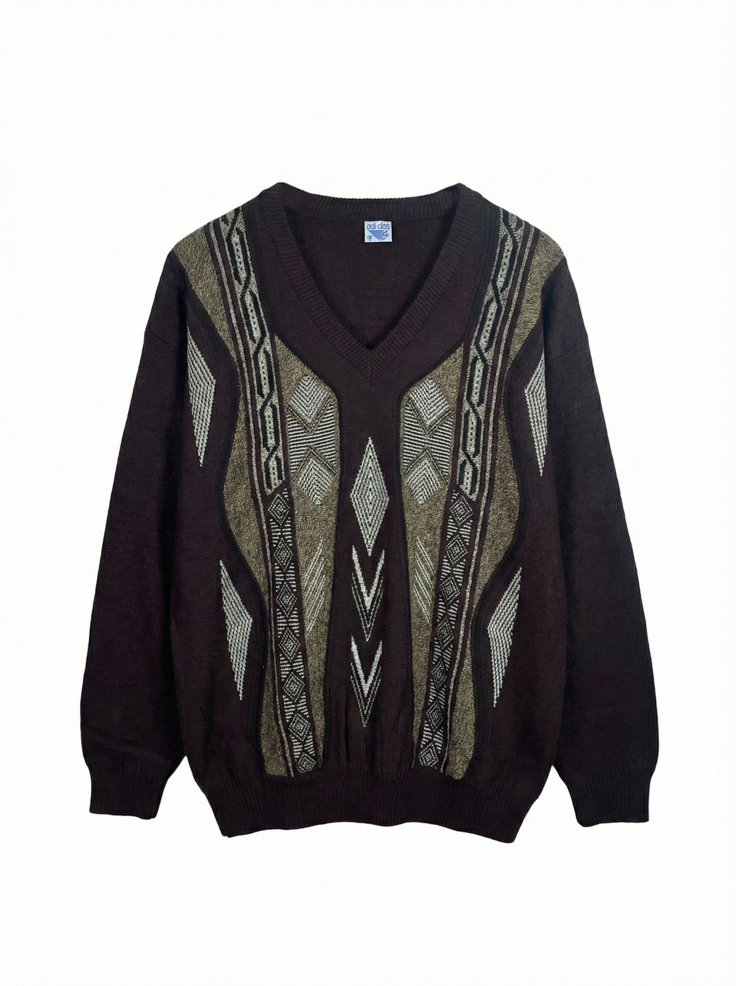 Vintage Patterned Sweater 2XL