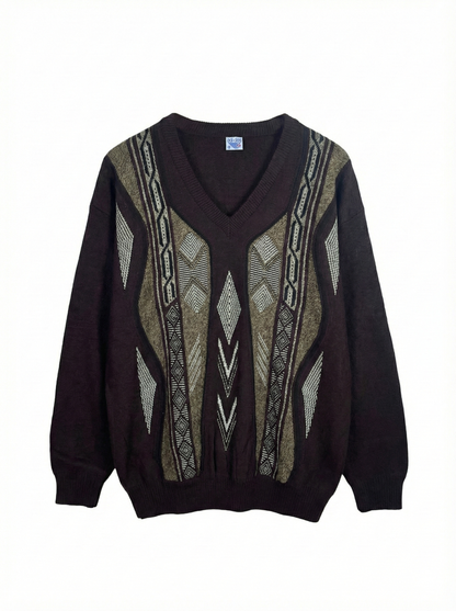 Vintage Patterned Sweater 2XL