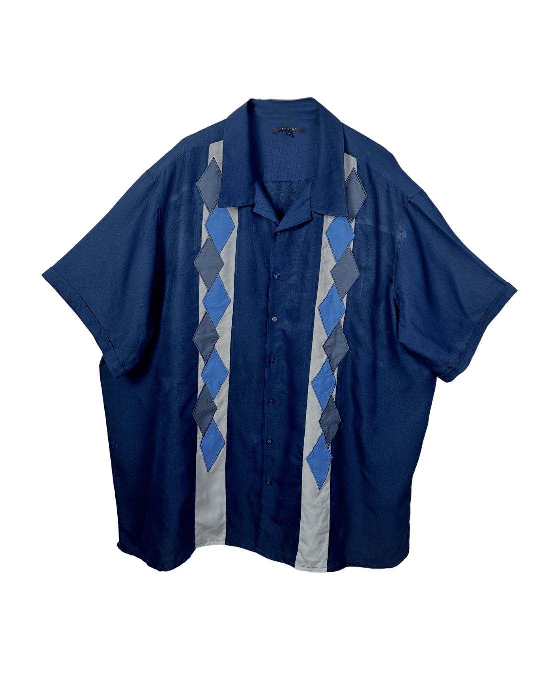 Syntgy Diamond Pattern Bowling Shirt - 4XL - Funkify