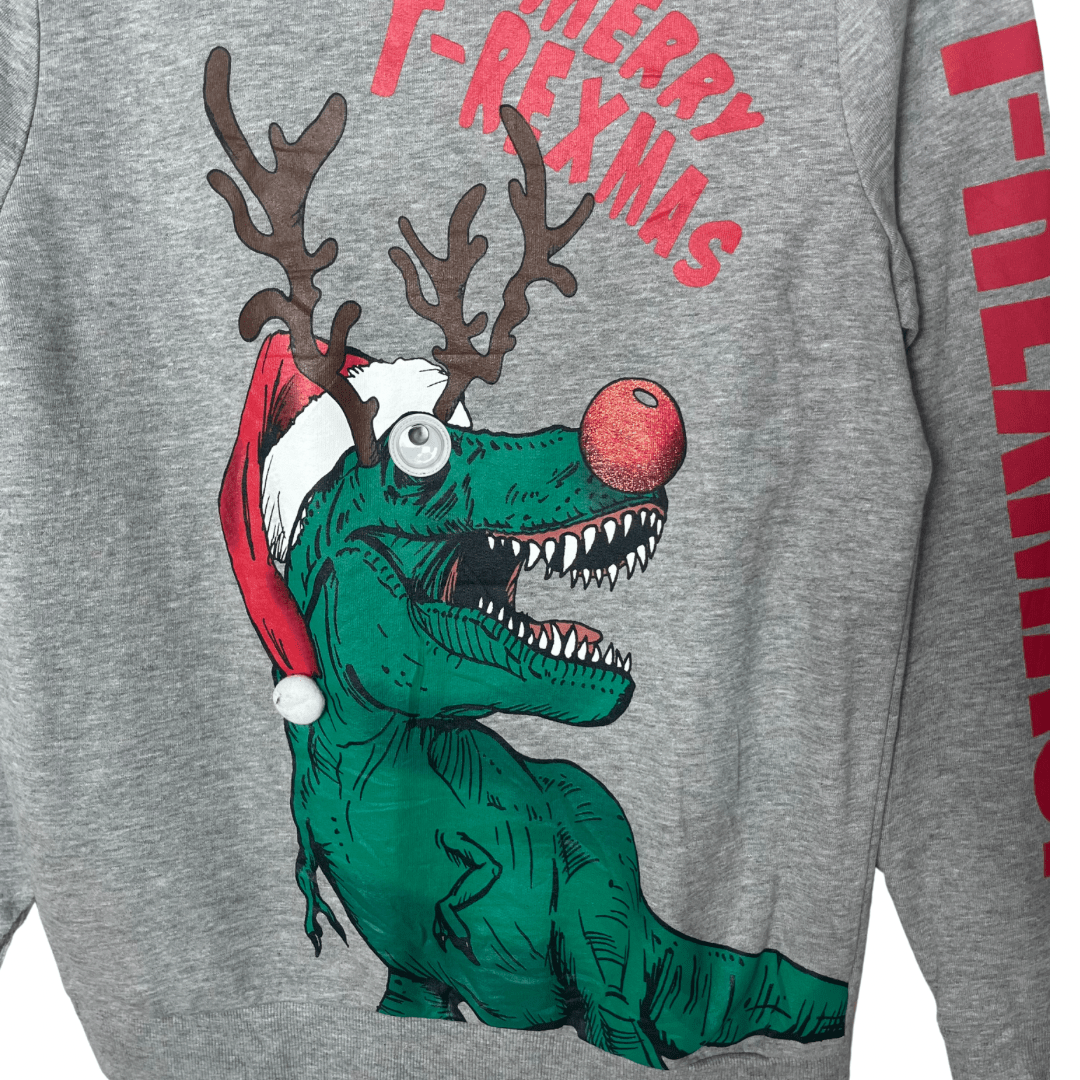 T - Rex Christmas Sweatshirt Small - Funkify