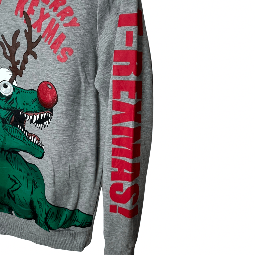T - Rex Christmas Sweatshirt Small - Funkify