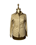 Tan Fitted Shirt w/ Studded Shoulders - Small - Funkify
