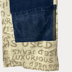 Text Patterned Wide Leg Women’s Jeans Large - Funkify