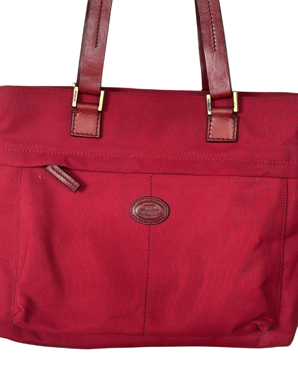 The Bridge Luxury Italian Red Canvas & Leather Tote Bag - Funkify