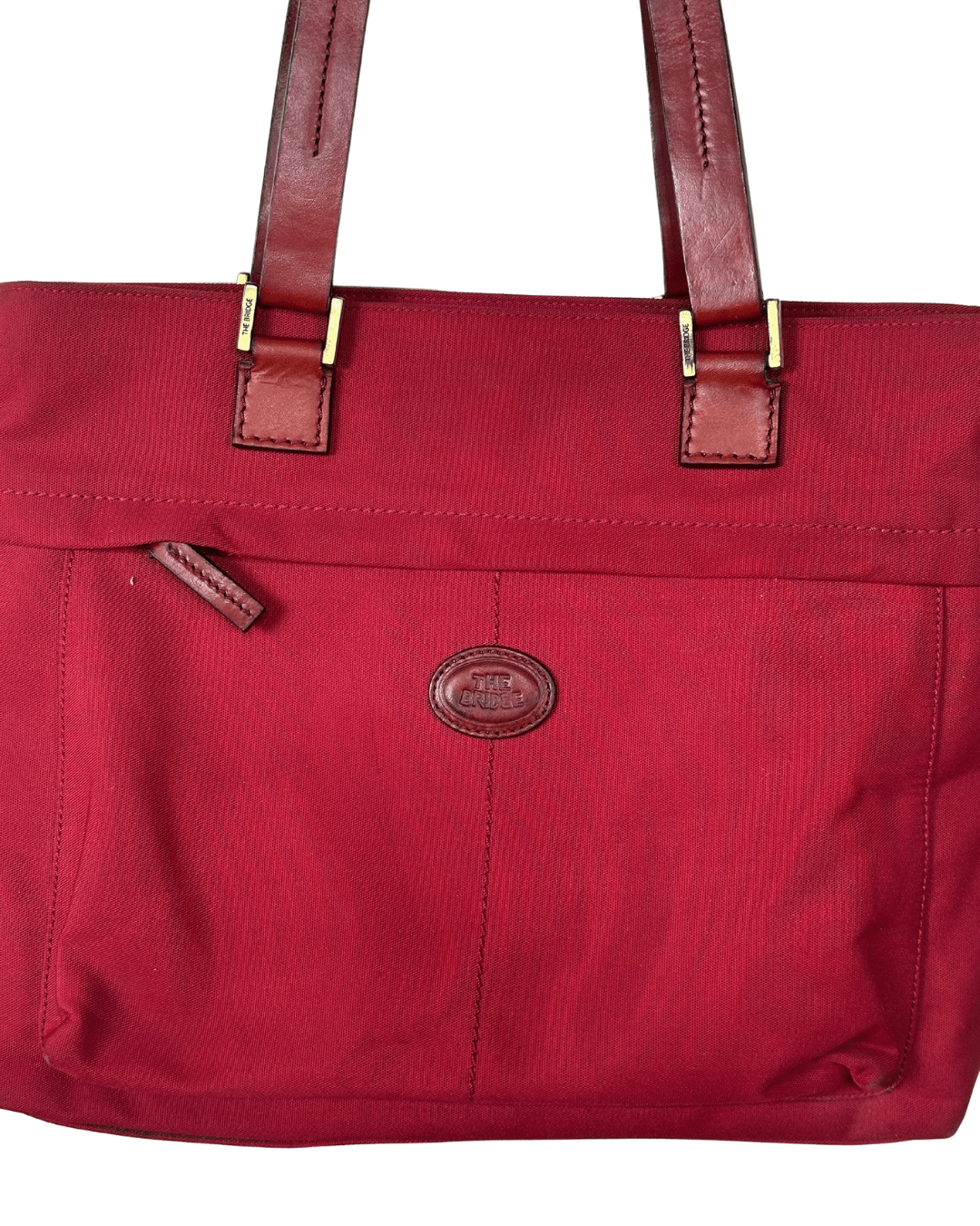 The Bridge Luxury Italian Red Canvas & Leather Tote Bag - Funkify