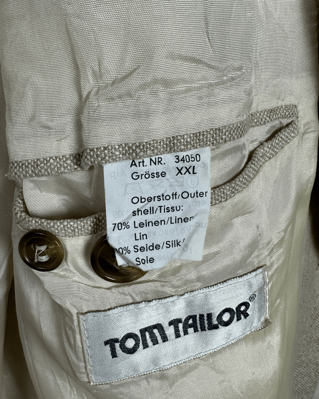 Tom Tailer Linen/Silk Blend Beige Blazer - 2XL - Funkify