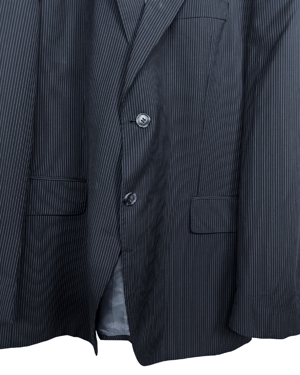 Tommy Hilfiger Feeling Good Tailored Wool Pinstripe Navy Blazer - Size 54 - Funkify