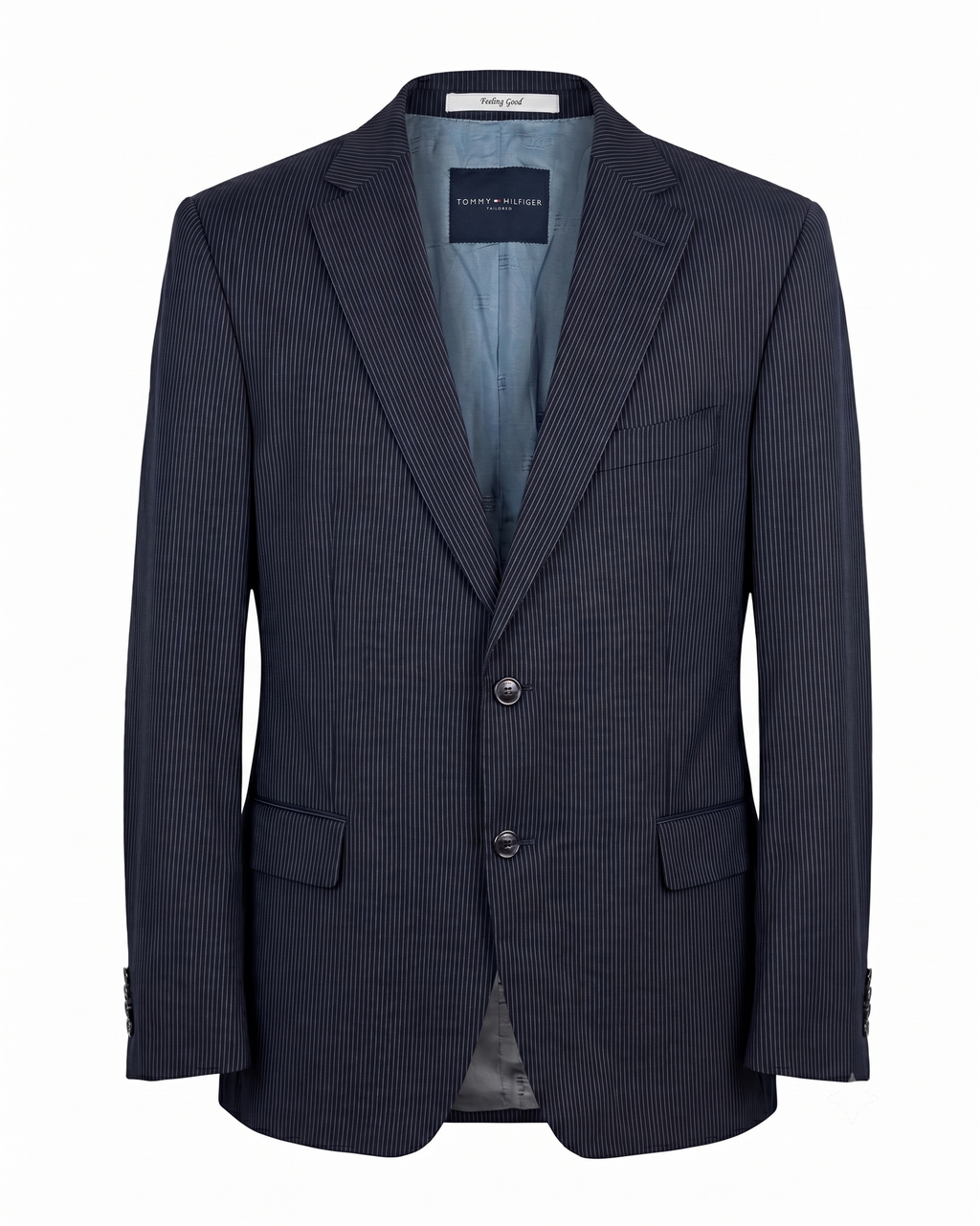 Tommy Hilfiger Feeling Good Tailored Wool Pinstripe Navy Blazer - Size 54
