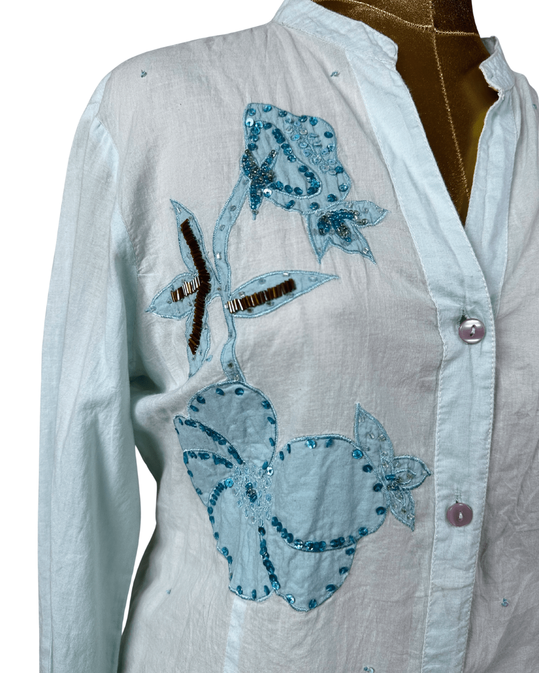 Tout Simplement Long Sleeve Embroidered Women's Shirt - Funkify