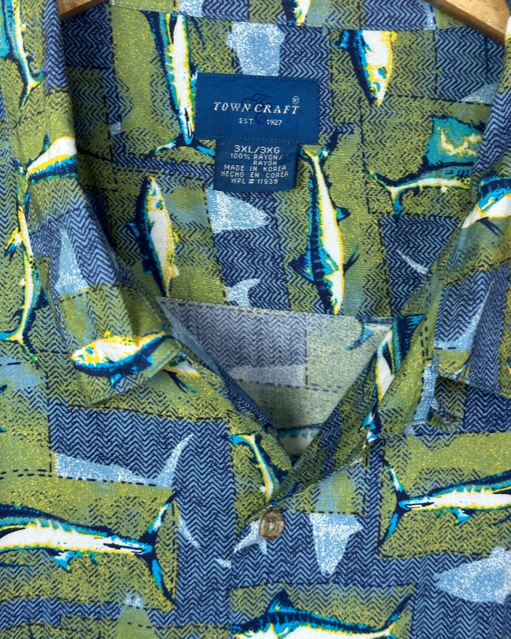 Town craft Fish Pattern Shirt 3XL - Funkify